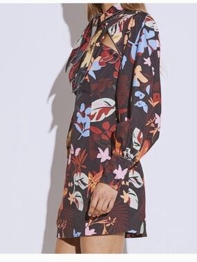 C/MEO Collective Origin Long Sleeve Floral Mini Dress Abstract Print